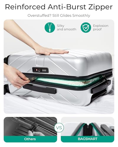 BAGSMART Carry On Luggage 22x14x9 Airline Approved With TSA Lock, 1OO% Polycarbonate Hardside Luggage with Spinner Wheels, Durable Hard Shell Carry On Suitcase 20 inch Black