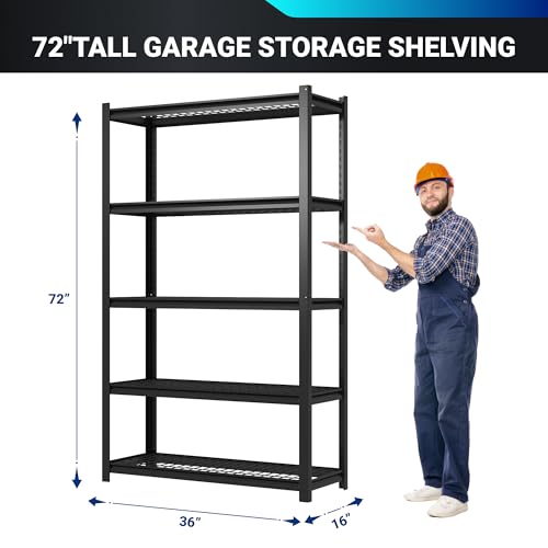 FLEXIMOUNTS Garage Shelving, Heavy Duty Shelving 2000 lbs, 5-Tier Garage Storage Shelves,Industrial Shelves for Heavy Tools and Equipment, 48