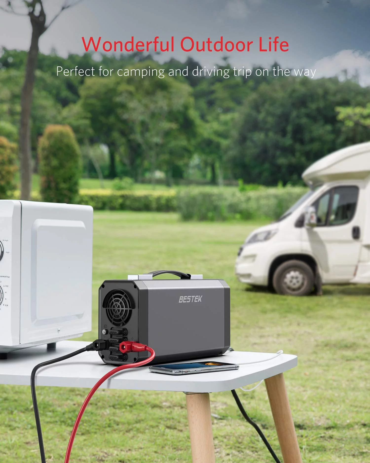 BESTEK 1200Watt Power Inverter DC 12V to 110V AC Converter with Digital LCD Display 4.2A Dual USB Car Charger