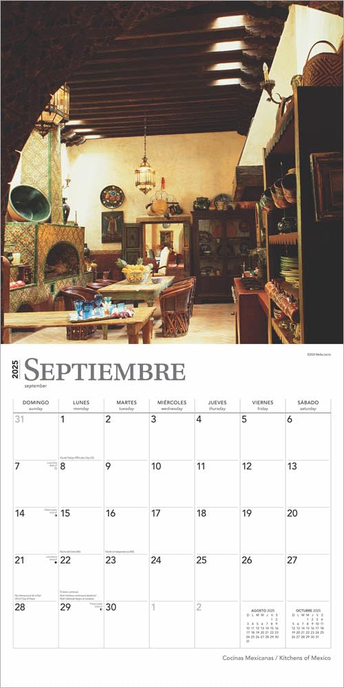 Cocinas Mexicanas | Kitchens of Mexico | 2025 12 x 24 Inch Monthly Square Wall Calendar | English/Spanish Bilingual | Plastic-Free | BrownTrout | Food Cuisine Cooking (Spanish and English Edition)