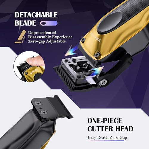 Professional Hair Clippers for Men - High Torque Brushless Motor & Detachable Blade - Cordless Hair Trimmer Set for Barbers with Charging Base - Premium Hair Clipper Kit - Silver