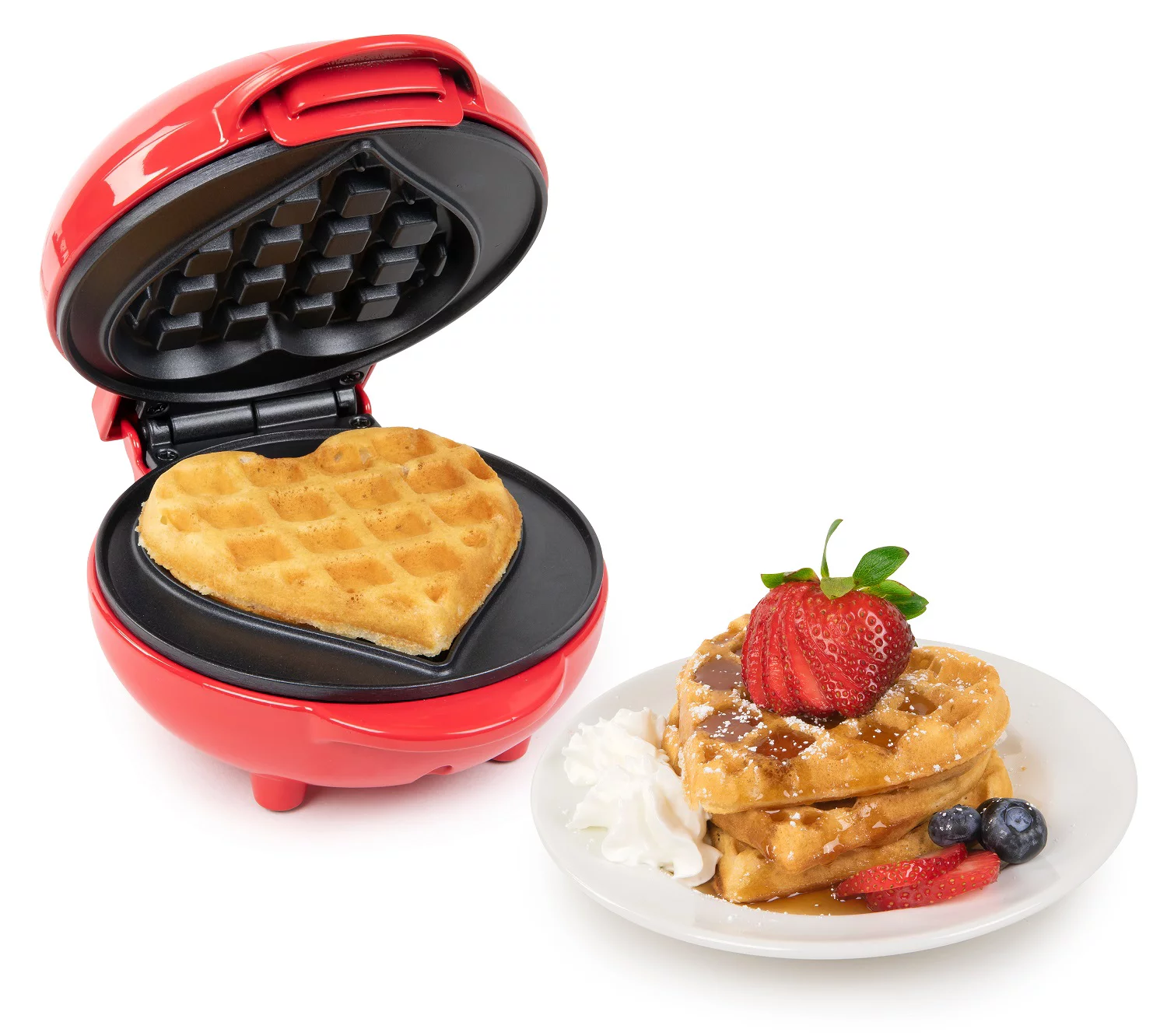 Nostalgia MyMini Heart Waffle Maker, Red