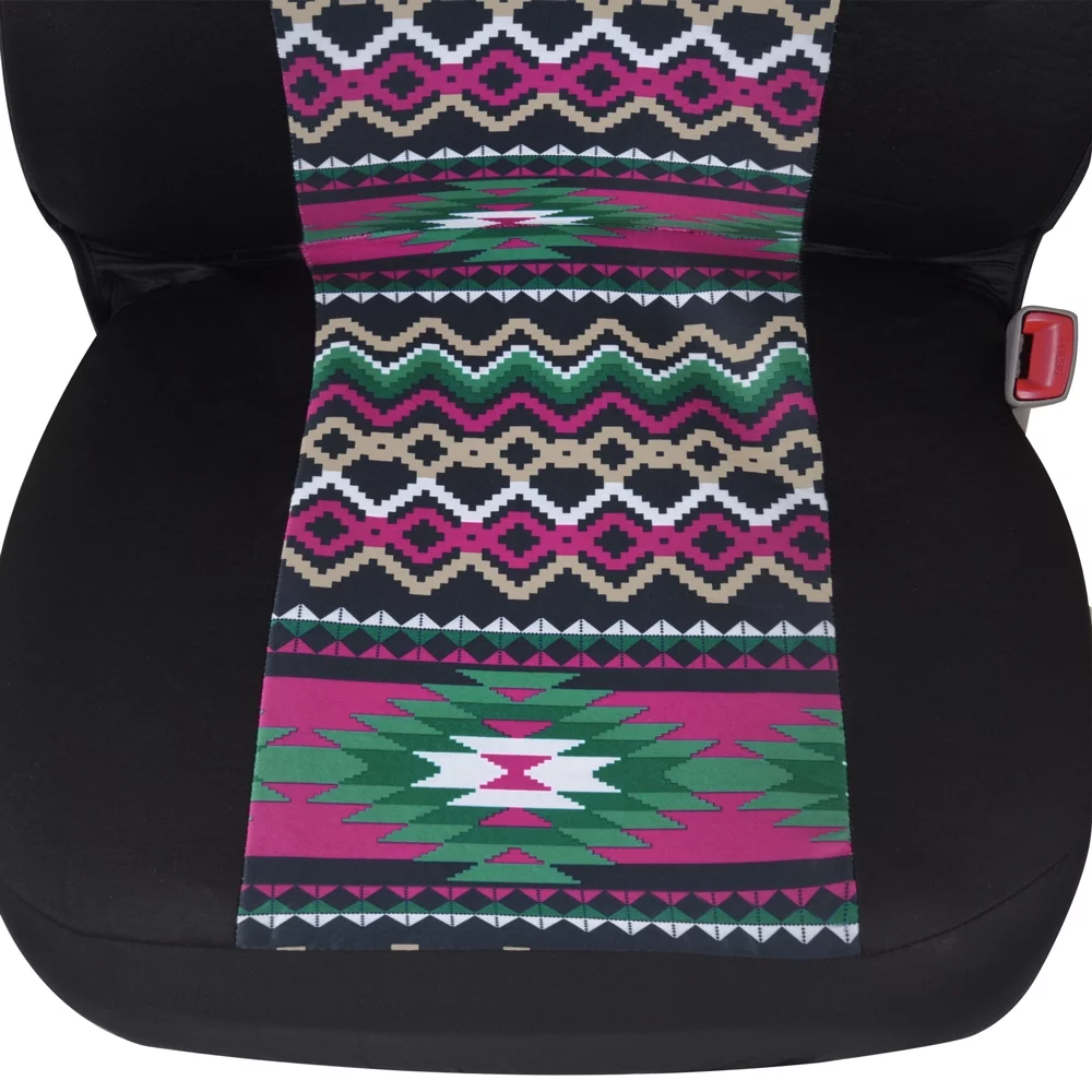 BDK Two Tone Pattern Car Seat Covers - Sideless Chic Style - Soft & Flexible Polyester (Inca Tocapu Pattern)