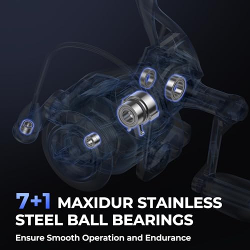 KastKing Megatron Spinning Reel, Freshwater and Saltwater Spinning Fishing Reel, Rigid Aluminum Frame 7+1 Double-Shielded Stainless-Steel BB, Over 30 lbs. Carbon Drag, CNC Aluminum Spool & Handle