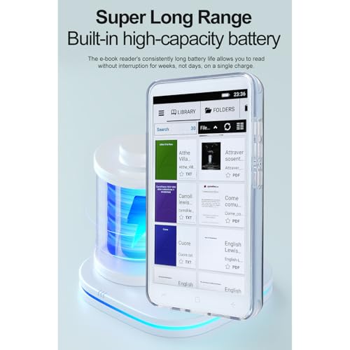 5 Inch Color LCD Touchscreen E Reader, Android 5.1 eBook Reader Device with WiFi, Bluetooth, FM, 1GB RAM + 8GB Storage, Expandable, Portable Digital Book Reader