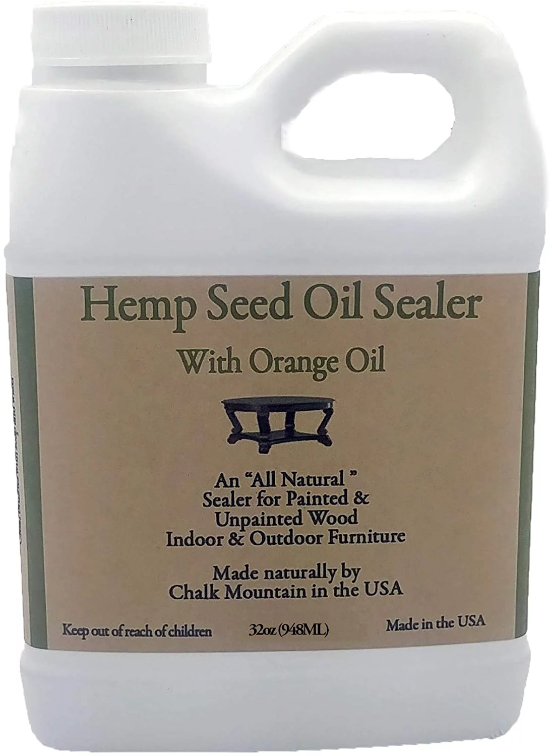 Hemp Seed Oil Furniture Sealer - Seals and Protects Chalk, and Milk Paint, Furniture, Wood, and much much More! 32oz
