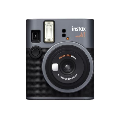 FUJIFILM INSTAX Mini 41 Instant Camera Bundle with Instax Mini Film | 20 Exposures + 4 Pack AA Batteries + Album, Borders, Stickers & Clips + Cleaning Cloth (5 Items)