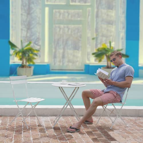 Grand patio 3-Piece Folding Bistro Set, 2 Chairs and 1 Table, Weather-Resistant Outdoor/Indoor Conversation Set for Patio, Yard, Garden-Yellow