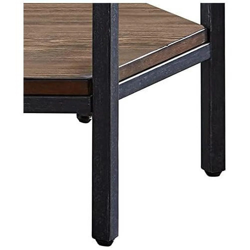Mocha Hexagonal , Iron Base, And Unique Veneer Layup Design End Table
