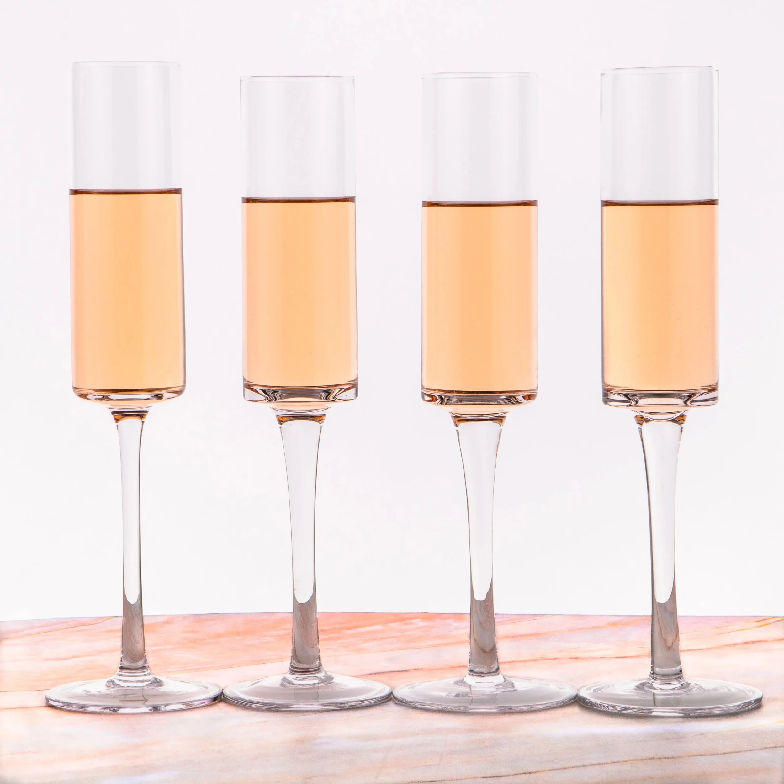Champagne Flutes - Hand-Blown Crystal Mimosa Glasses (6oz/180mL)