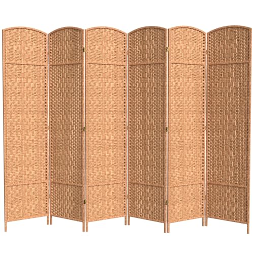 Red Lantern 7 ft. Tall Diamond Weave Dark Beige-6 Panels Room Divider