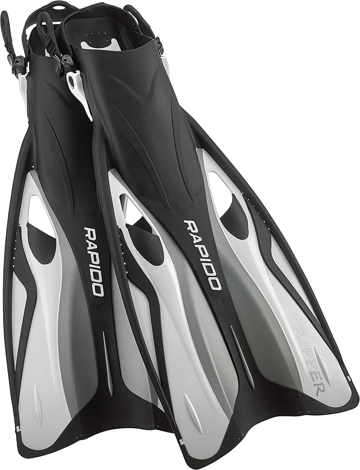 Rapido Boutique Collection Flipper Open Heel Adjustable Snorkel Fin with Snorkeling Gear Carry Bag, Ideal Snorkeling Fins for Snorkel or Scuba