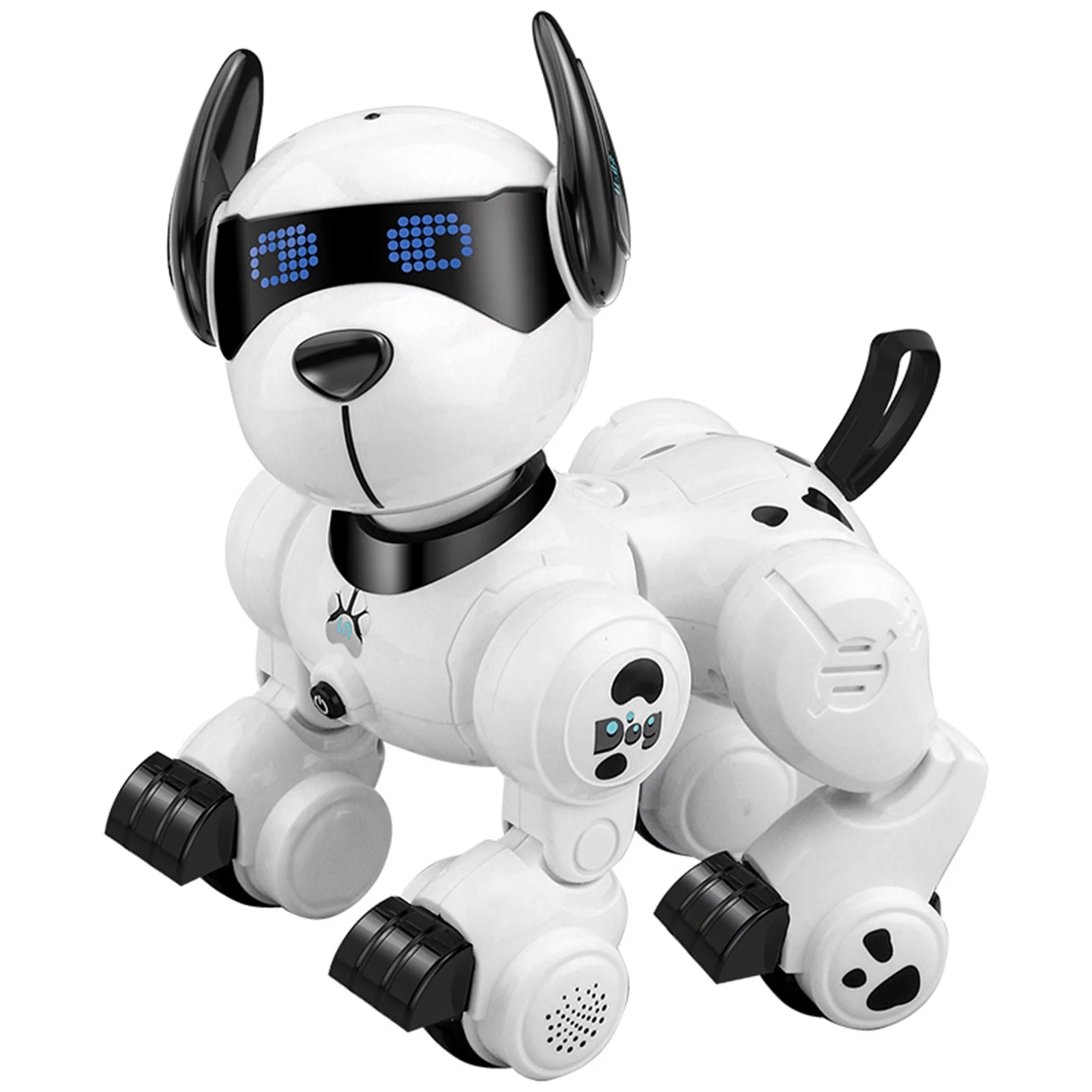Walmeck Remote Control Programming Smart Dog Robotic Patrol Dog Programmable Remote Control Dog Intelligent Patrol Dog Toy with Function Songs Demonstration Programming Rotating Head