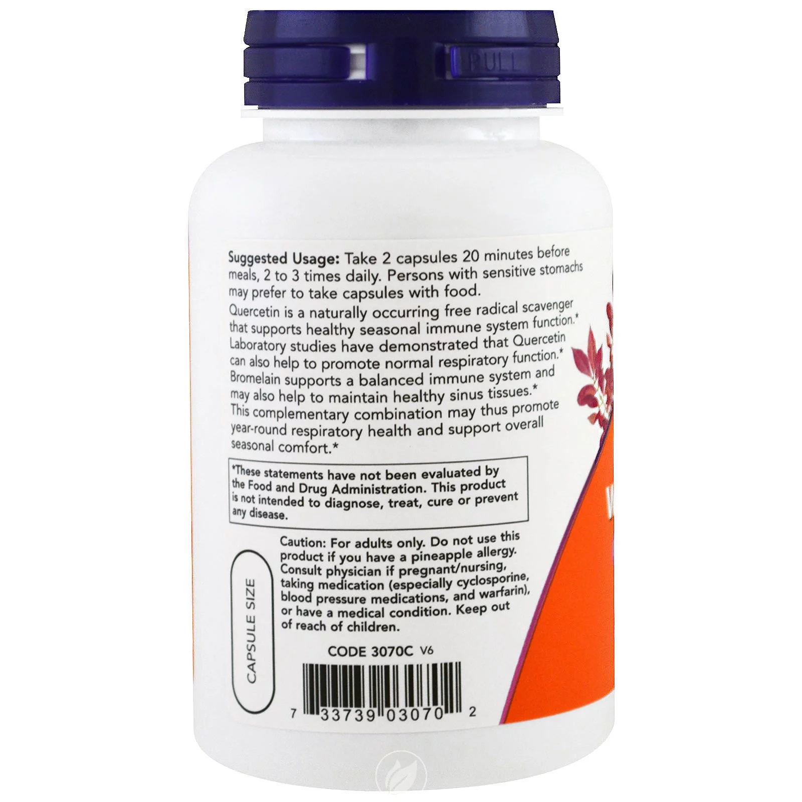 (2 Pack) Now Foods Quercetin w/Bromelain (120 veggie caps)