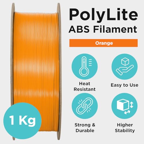 Polymaker ABS Filament 1.75mm Black, ABS 3D Printer Filament 1.75mm Heat Resistant 1kg - PolyLite ABS 3D Printing Filament 1.75mm, Strong & Durable, Dimensional Accuracy +/- 0.03mm