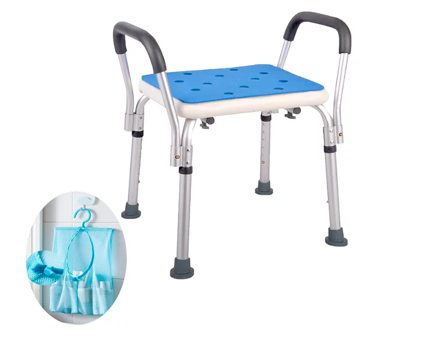 Medokare Shower Chair with Padded Seat - Shower Bench for Seniors with Tote Bag and Handles