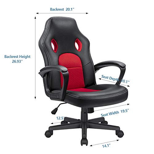 Office Gaming Chair High Back Leather Computer Chairs Ergonomic Height Adjustable Racing Game Desk Chair Executive Conference Task Chair (Blue)