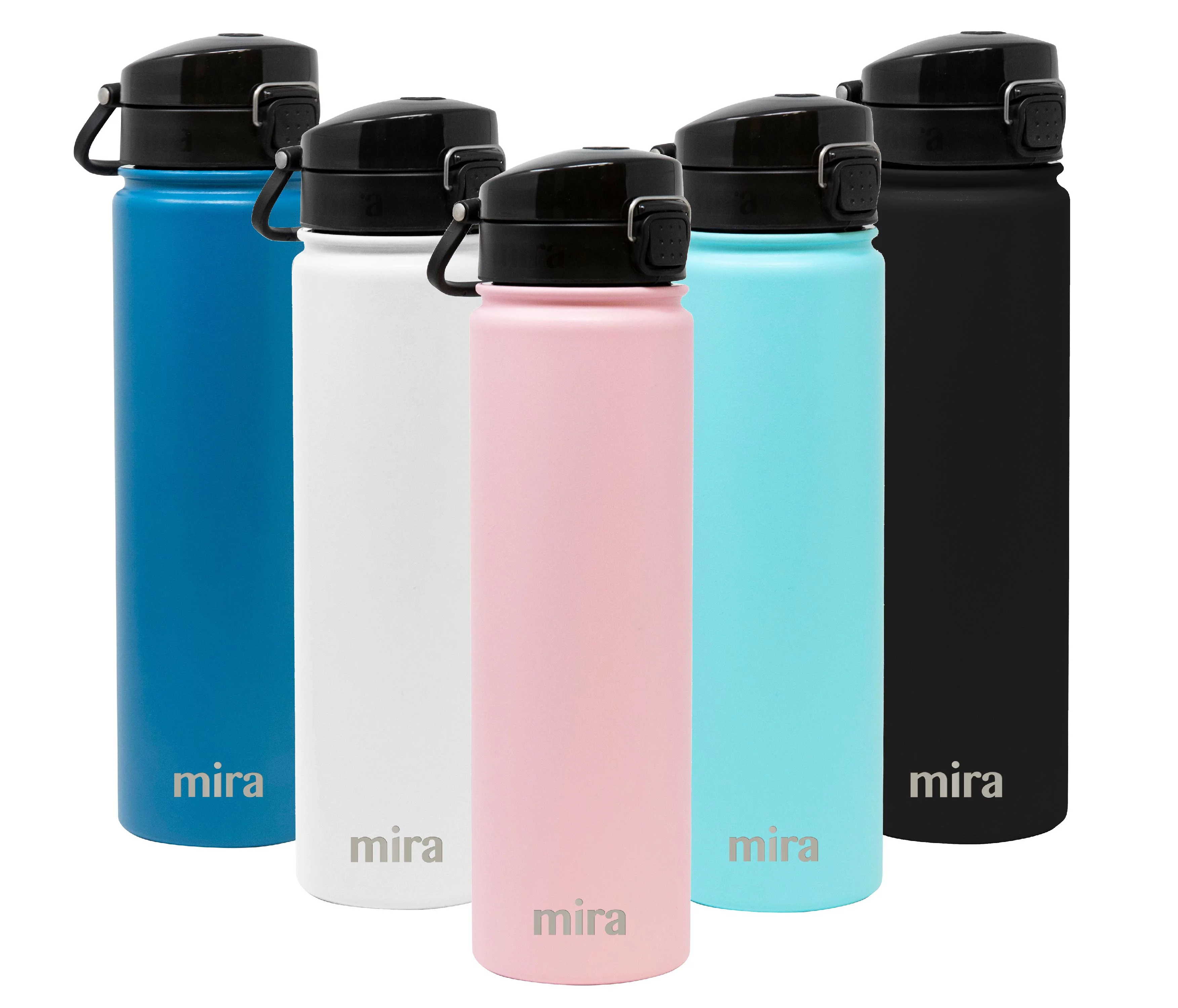 MIRA 24oz Insulated Stainless Steel Water Bottle Thermos Flask, One Touch Spout Lid Cap, Rose Pink