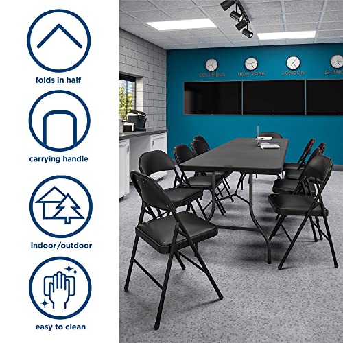 COSCO Molded Folding Banquet Table w/Handle, 6ft, Black