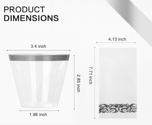 M MCIRCO 175 Piece Gold Dinnerware Set - 50 Gold Rim Plastic Plates - 25 Gold Plastic Silverware - 25 Gold Plastic Cups - 25 Gold Paper Napkins, 25 Guest Disposable Gold Dinnerware Set