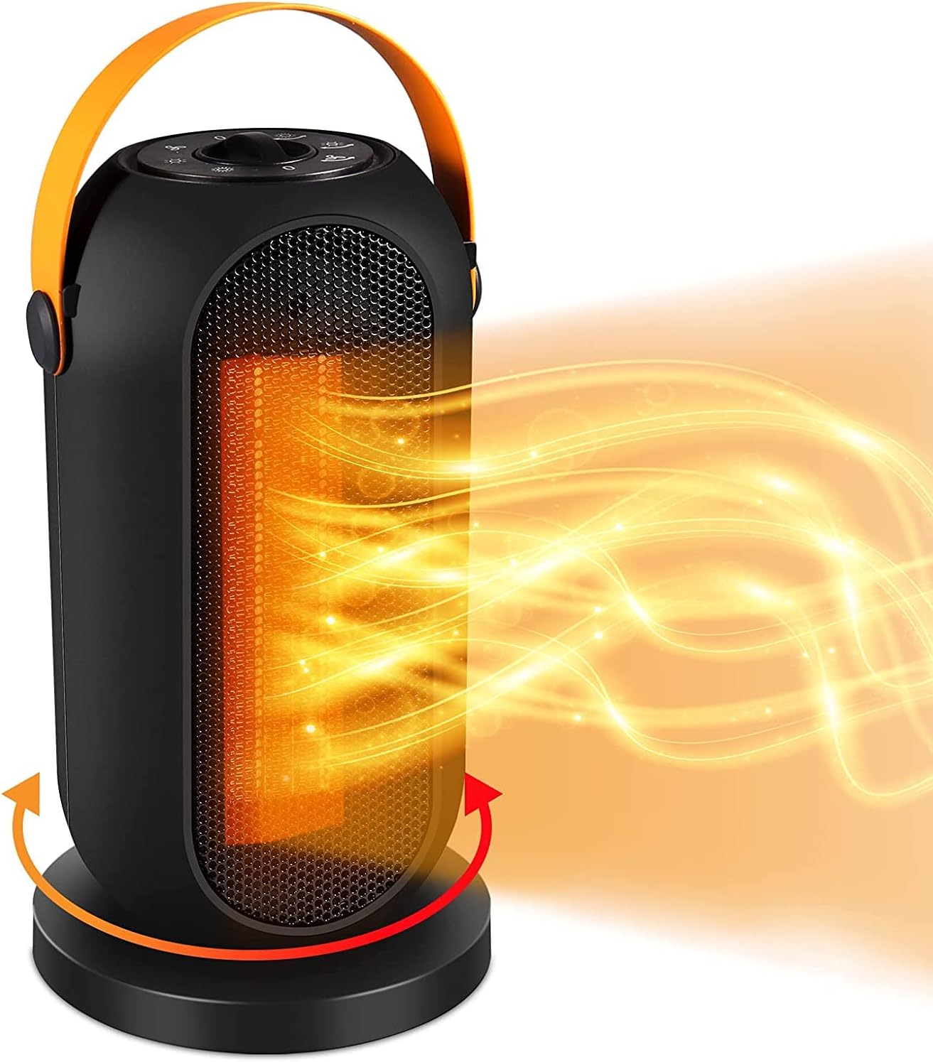 Space Heater, Portable Fan Heater, Fan Heaters for Home Low Energy, 1200 / 600W PTC Electric Heater with Tip-Over and Overheat Protection, Ceramic Heater with 4 Heat Settings for Office, Home, Room