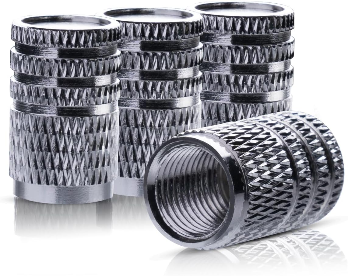 Tire Caps 4 Pack Tire Valve Stem Caps for Auto Car Tires(Grey), Trunk SUV Bike Tire Caps Car Accessories Automotive Vehicle Tire Covers, Universal Truck Motorcycle Bicycle Tire Caps, Wheel Steam Cover