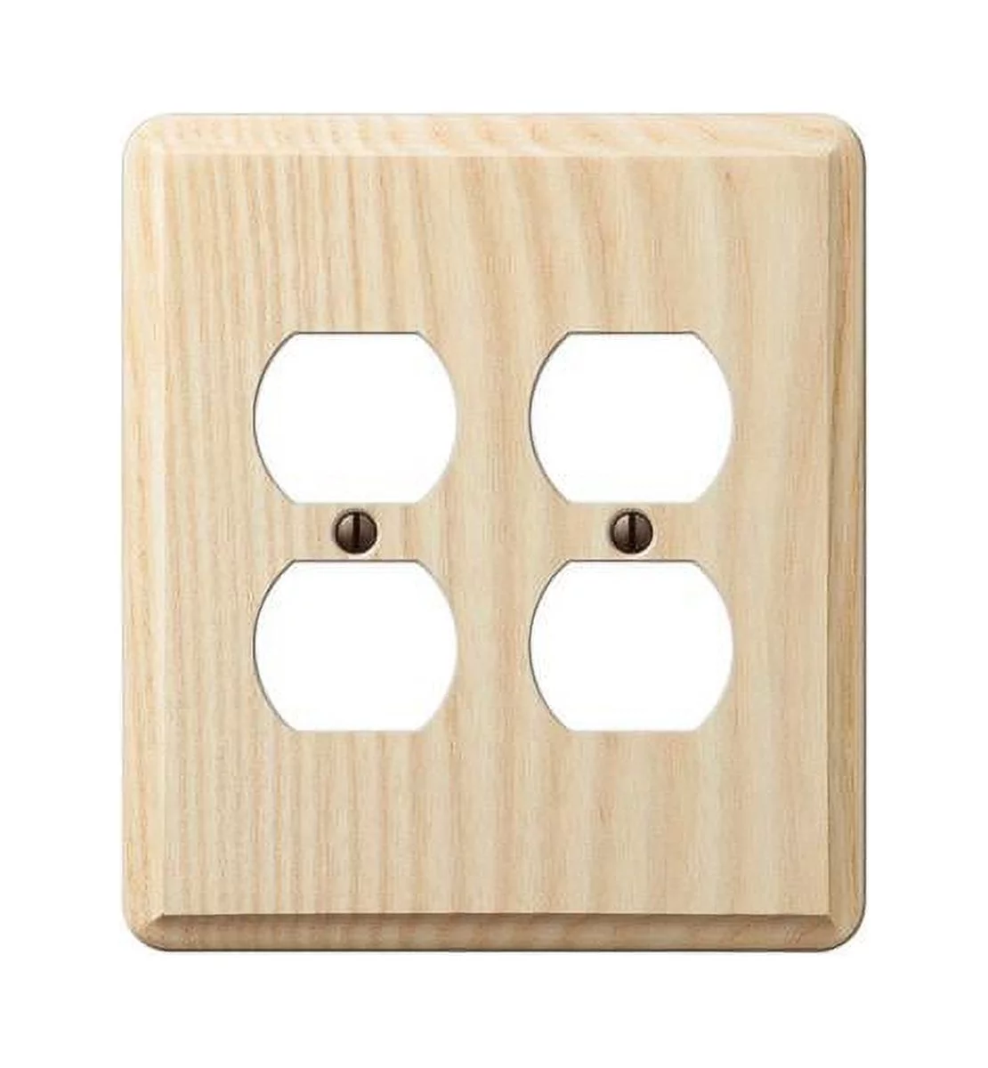 2PC Amerelle Contemporary Unfinished Beige 2 gang Ash Wood Duplex Outlet Wall Plate 1 pk