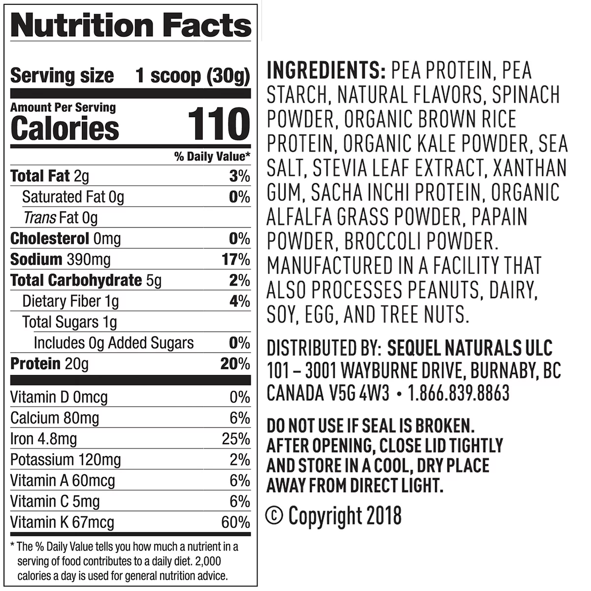Vega Plant Protein & Greens Powder, Salted Caramel, 20g Protein, 1.1 Lb