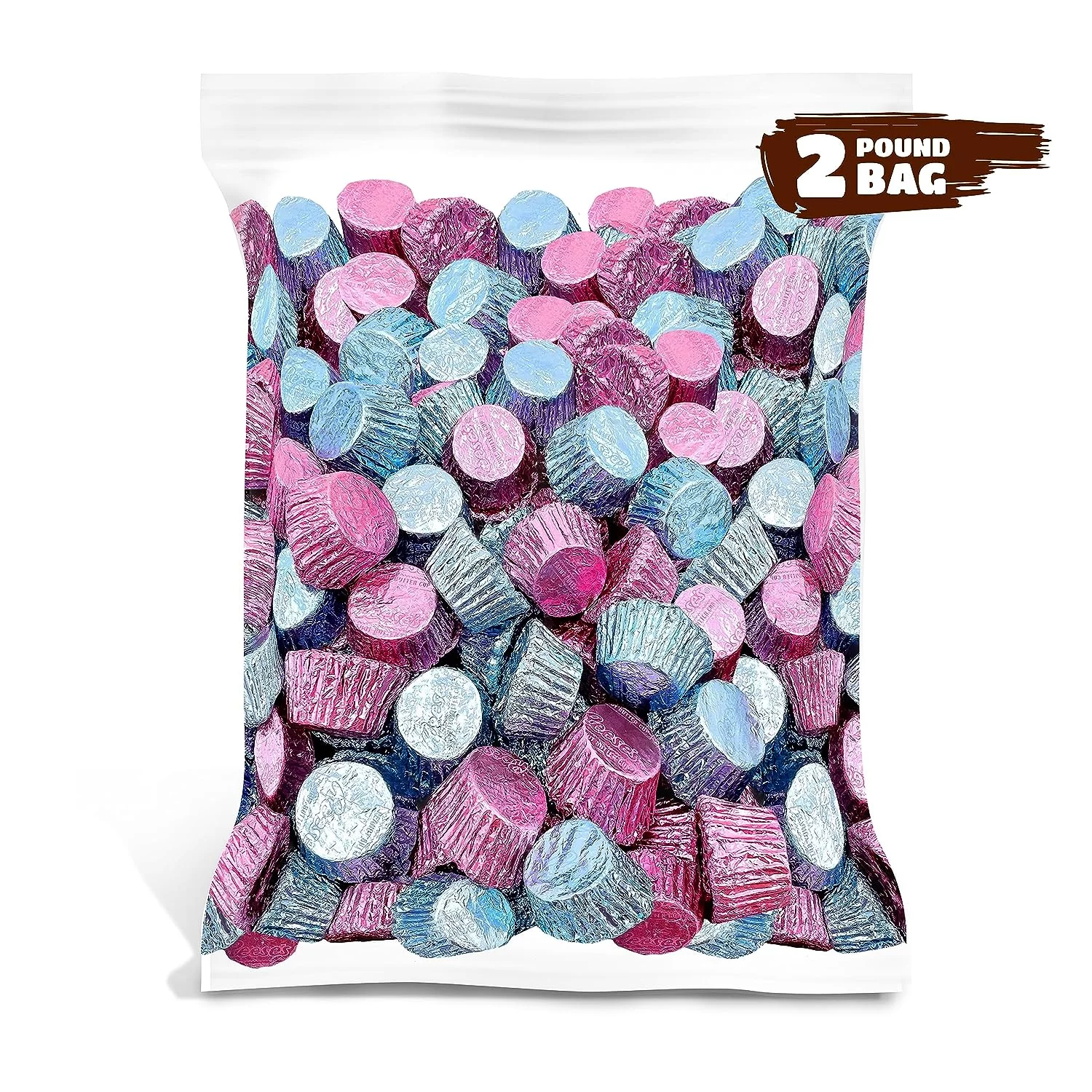 REESE'S Peanut Butter Cups Miniatures, Light Blue & Pink Candy Mix, 2 pound bag