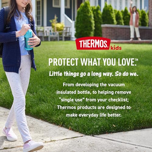 THERMOS FUNTAINER 16 Ounce Stainless Steel Vacuum Insulated Bottle with Wide Spout Lid, Apricot