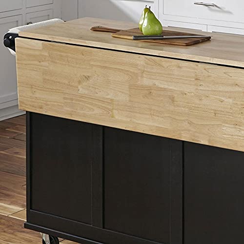 Homestyles Dolly Madison Off-White Mobile Kitchen Island Cart with Wood Drop Leaf Breakfast Bar