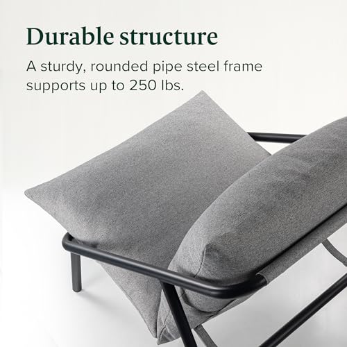 ZINUS Aidan Sling Accent Chair, Metal Framed Armchair with Shredded Foam Cushioning, Black