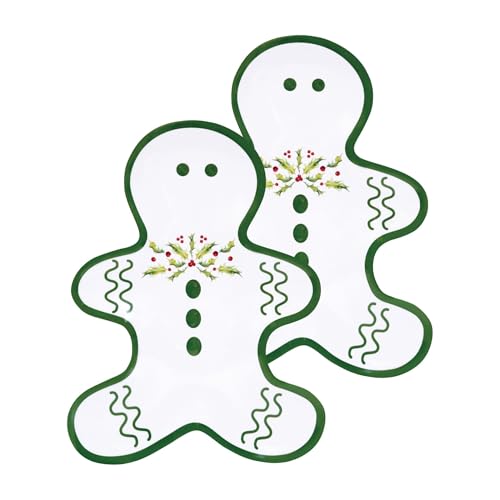 TP Christmas Decoration Tree Serving Tray, Melamine Serving Platter Dish with Nesting Design for Snack, Cookies and Candy, Set of 2