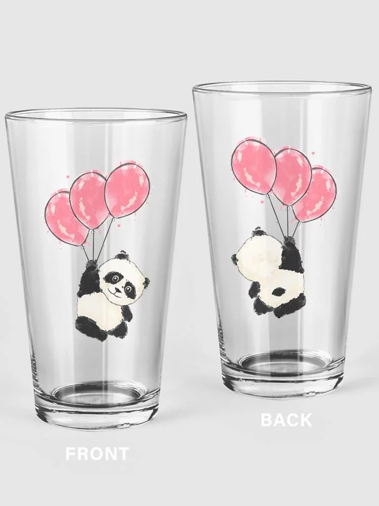 Panda Floating With Balloons Pint Glass -SPIdeals Designs, 16 oz Transparent Glass
