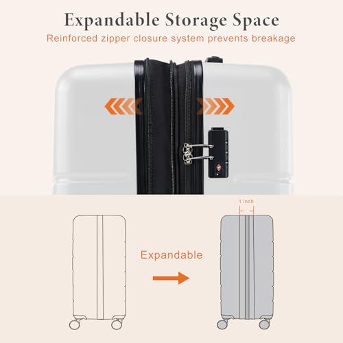 Sweetcrispy Carry on Luggage, Hard Shell ABS, Double Spinner Wheels Lightweight Suitcase TSA Lock, Navy Blue, 24 Inch