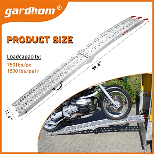 gardhom 1PC ATV Ramps 750 lbs Capacity Aluminum Folding Loading Ramps with Handle Truck Ramps for ATV UTV Pickup Motorcycle Dirt Bike Lawn Mower Snow Blower