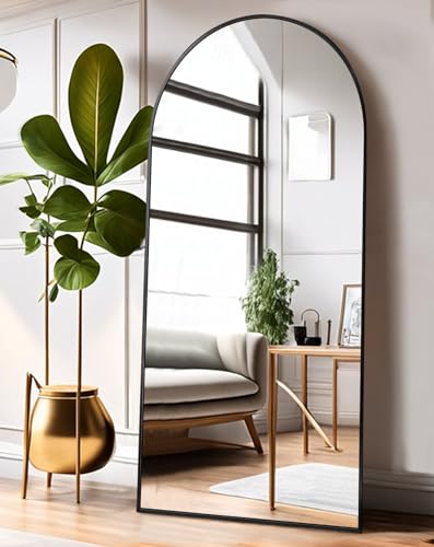 Floor Mirror, Full Length Mirror with Stand, Arched Wall Mirror, Gold Floor Mirror Freestanding, Wall Mounted Mirror for Bedroom Living Room, Gold