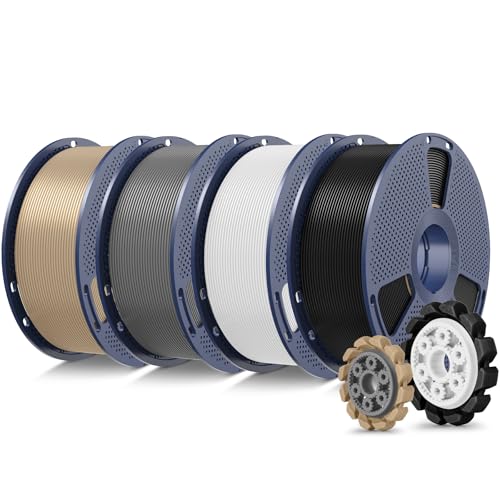 SUNLU PLA+2.0 3D Printer Filament Bundle, 4KG Upgrade PLA+ Filament 1.75mm, Tougher and Stronger, Dimensional Accuracy +/-0.02mm, 1KG per Spool, 4 Packs, Black