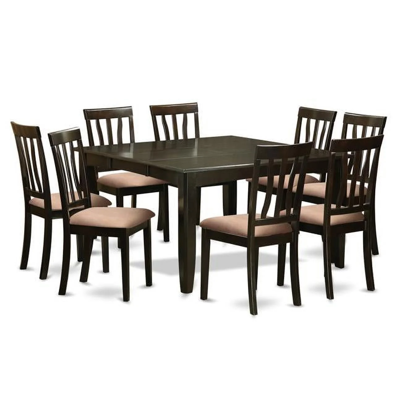 Dining Room Set - Square Gathering Table with Leaf & 8 Chairs - 9 Piece