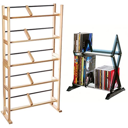 Atlantic Element Media Storage Rack - Holds Up to 230 CDs or 150 DVDs & Summit Media Storage Cabinet – Protects & Organizes Prized Music, Movie, Video Games or Memorabilia Collections
