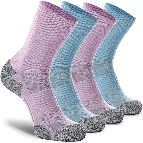 CWVLC Crew Hiking Socks, Cushion, Moisture Wicking, Arch Compression Boot Socks
