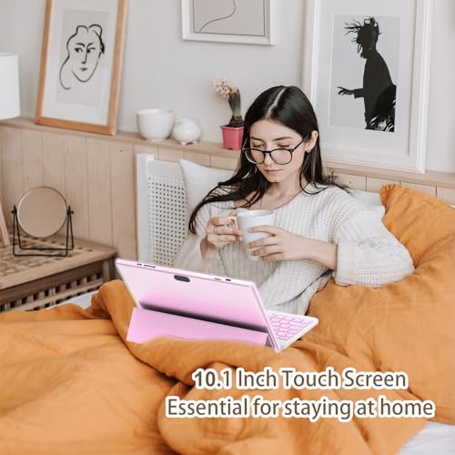 Tablet 2 in 1 Tablets 10 inch Android 14 Tablet Set with Keyboard Case Mouse Stylus Film, 8GB+64GB Tablets 10.1