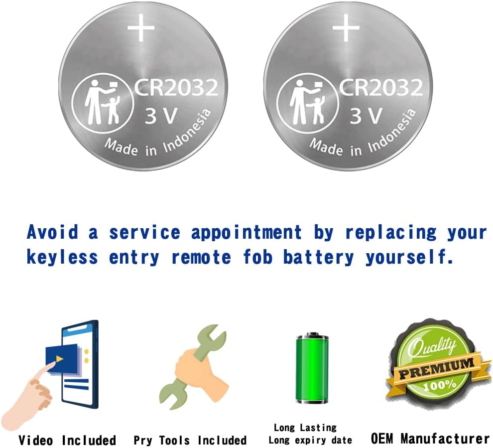 2Pack CR2032 Remote Key Fob Battery Replacement for Kia (2018-2022) Carnival Forte K5 K900 NIRO Seltos Sorento Soul Sportage Stringer Telluride EX LX S SX S X-Line GT-Line