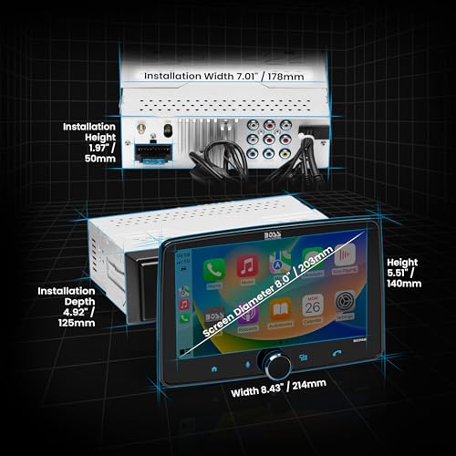 BOSS Audio Systems BVCP9700A-FL Single DIN Car Stereo Wireless Apple CarPlay, Android Auto, 7 Inch Touchscreen, Bluetooth, AM/FM Radio Receiver