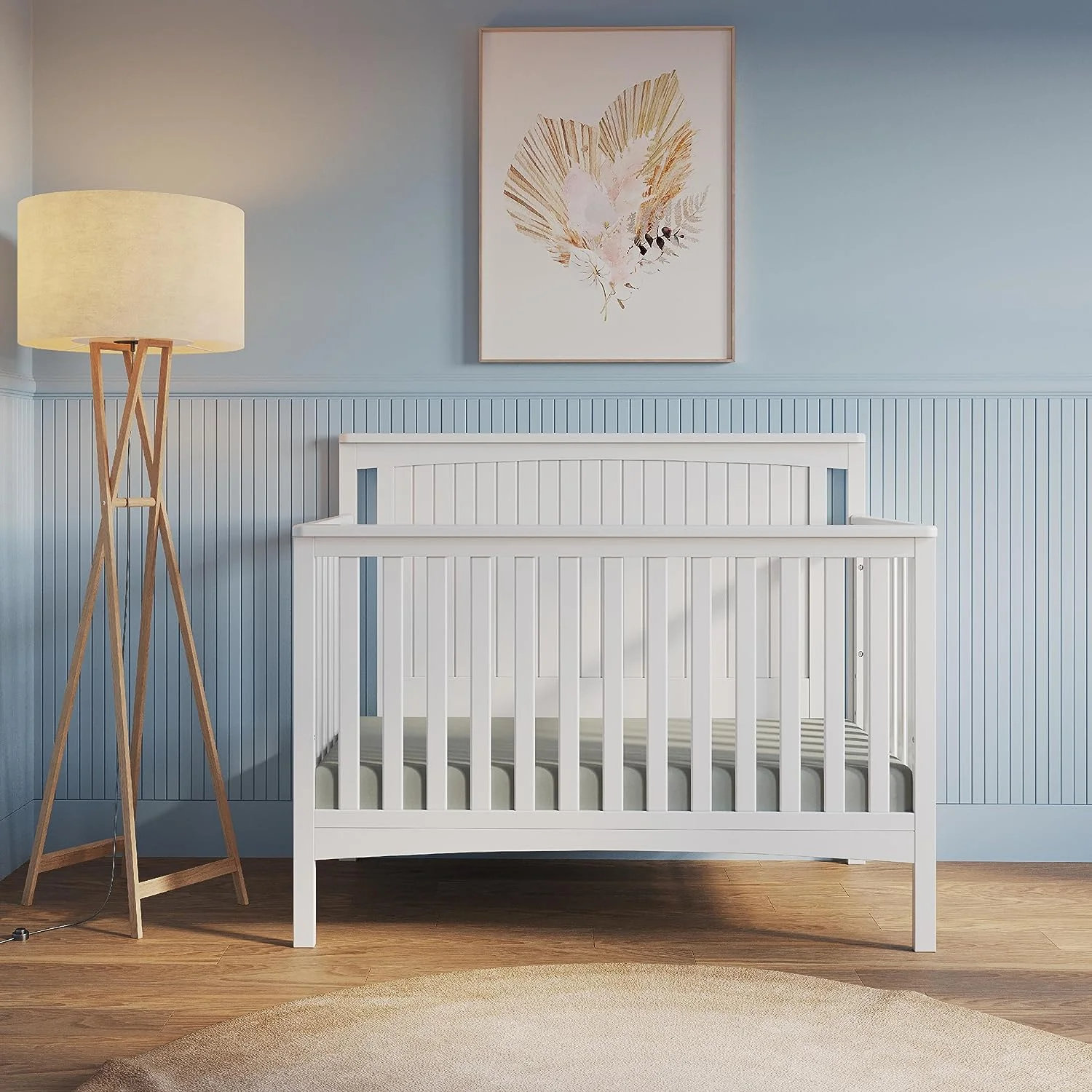 Child Craft Scout 4-in-1 Convertible Crib, Baby Crib Converts to Day Bed, Toddler Bed and Full Size Bed, 3 Adjustable Mattress Positions, Non-Toxic, Baby Safe Finish (Matte White)