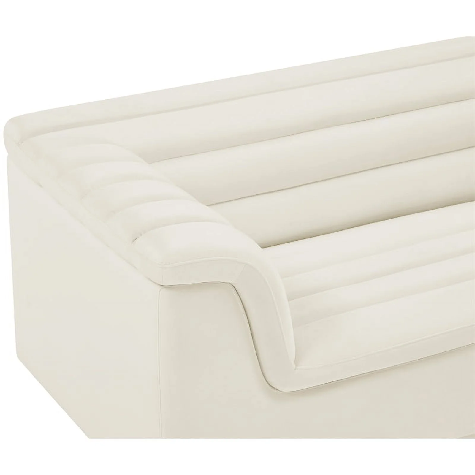 Meridian Furniture Cascade Cream Velvet Fabric Loveseat