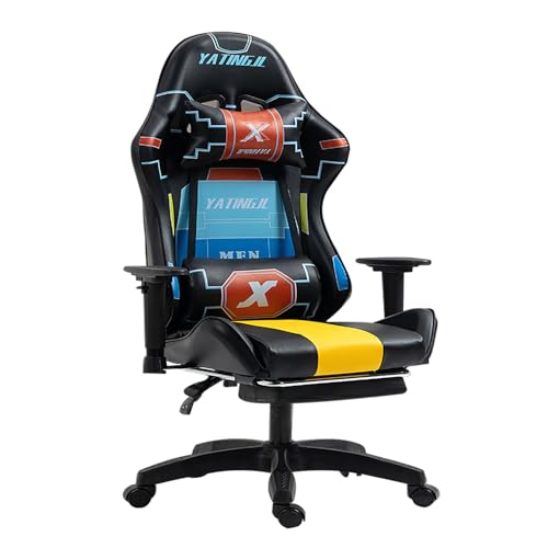 Ergonomic Gaming Chair Recliner Adjustable Desk Chair Comfortable Hight Leather Swivel Computer Chair with 360°for Adult Teen Office Or Gaming Big and Tall Havefootrest White