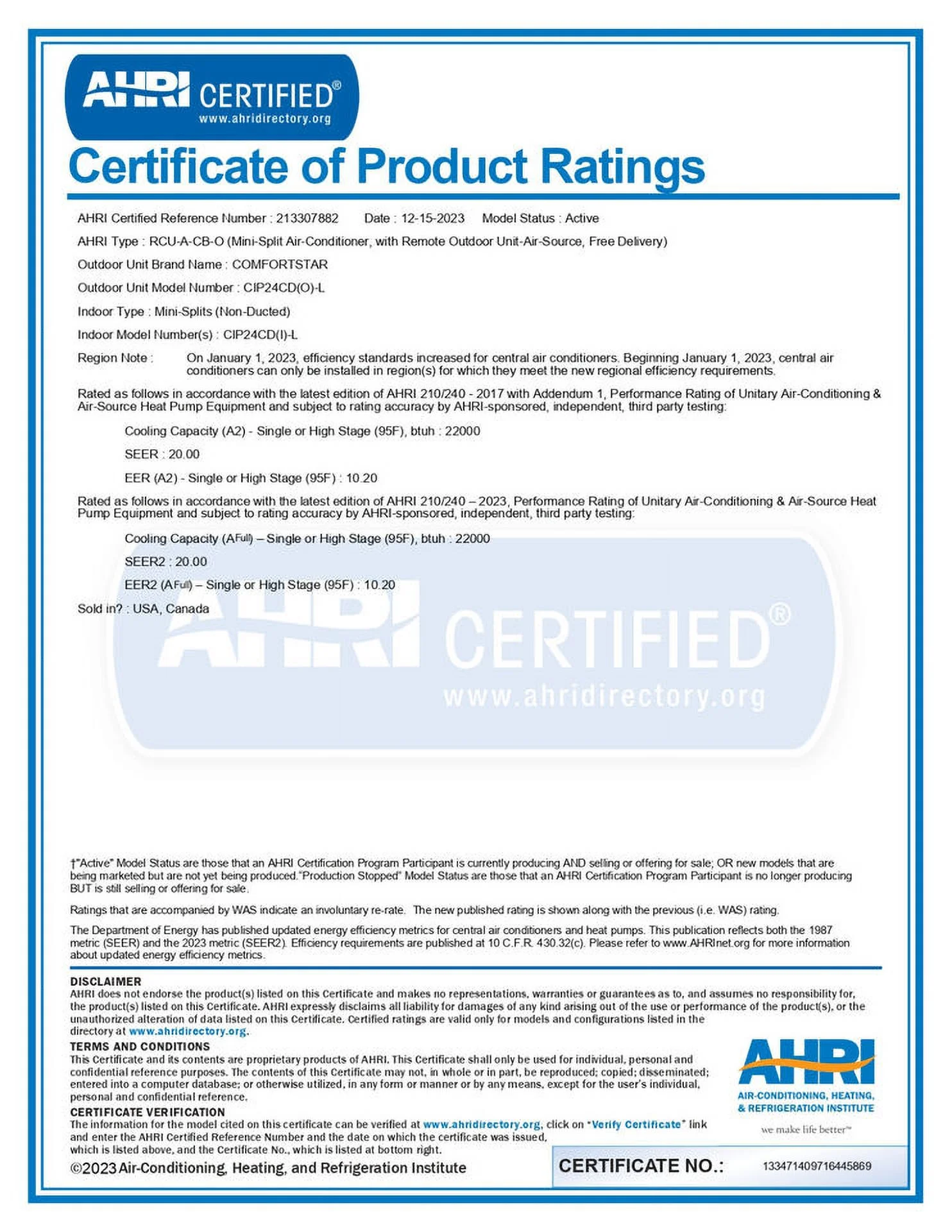 24,000 BTU 20 SEER2 Ductless Mini-Split Inverter+ Air Conditioner Only Cold System Full Set 220V.