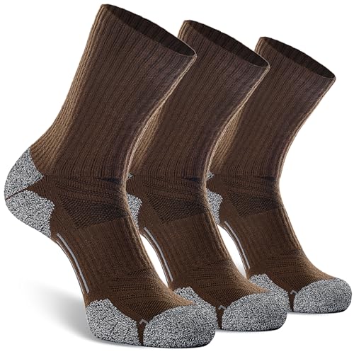 CWVLC Crew Hiking Socks, Cushion, Moisture Wicking, Arch Compression Boot Socks