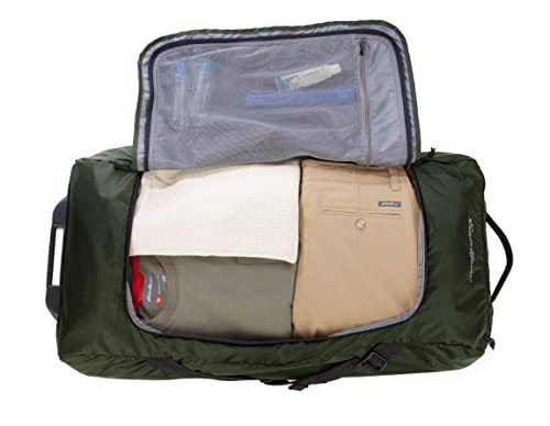 Eddie Bauer Traverse Rolling Duffel Bag-Made from Ripstop Polyester with Telescoping Handle, Dark Loden, 78L